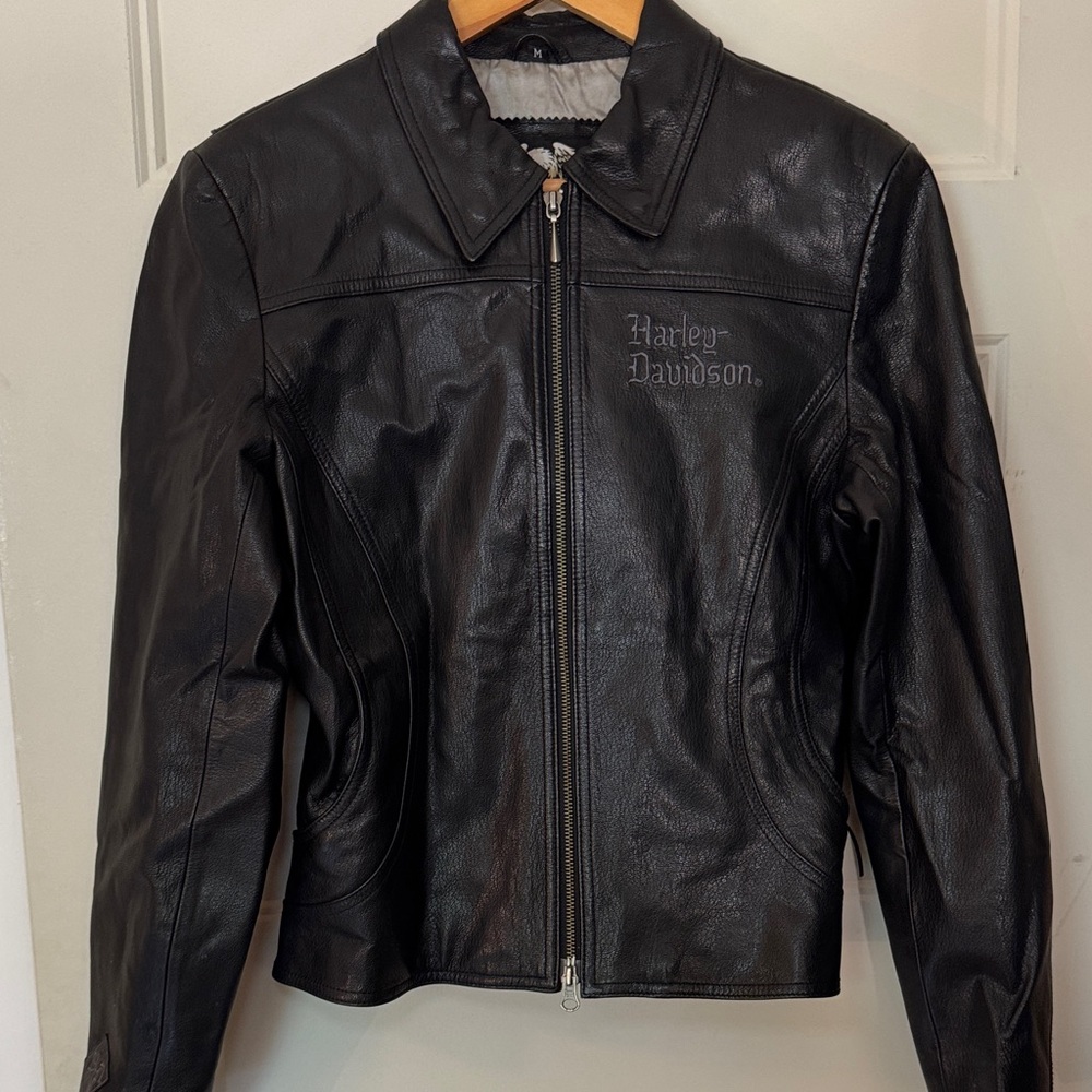 Harley-Davidson Black Women’s Leather Zip-Up Jacket M